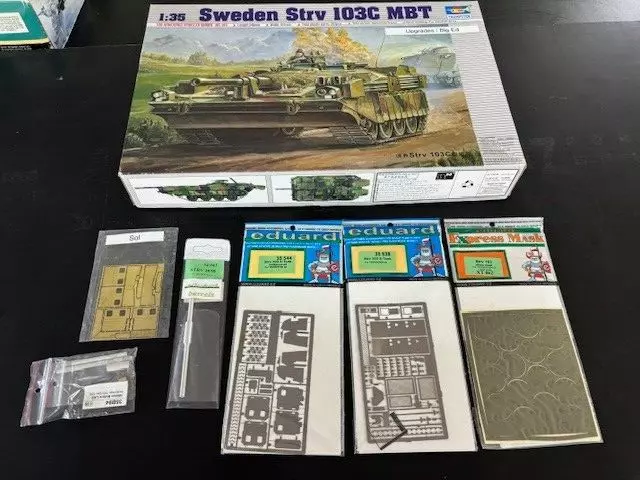 1/35 "Trumpeter / Eduard" Sweden Strv 103C MBT with 6 extras / upgrades.