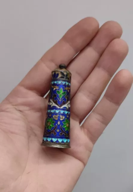 Flaconcino Boccetta Porta Profumo In Argento Cloisonné Smaltato