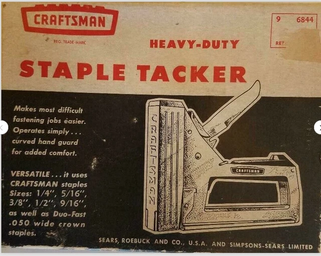 VINTAGE RARE SEARS Craftsman Heavy Duty Staple Gun Tacker 96844 * 8.