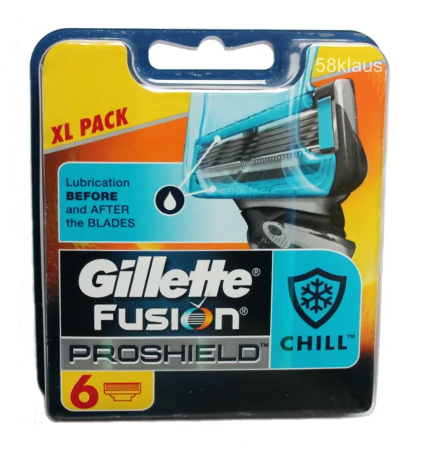 6x Gillette Fusion ProShield Chill Rasierklingen / 6er Klingen Pack Set in OVP