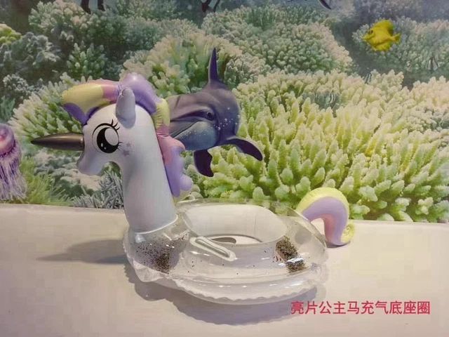 Maison Jardin Bouée Géante Licorne Princesse Gonflable – 90/120 Cm, Paillettes Colorées, Jouet Piscine Été Fête