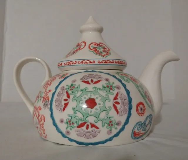 World Market Vintage Small Ceramic Teapot  Turret Lid Paisley Print