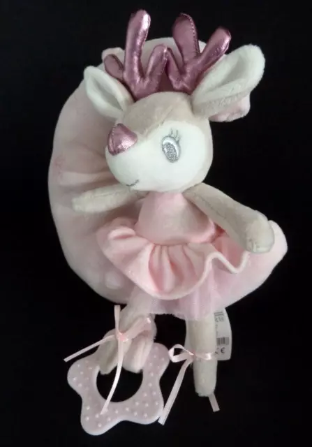 K9. DOUDOU PELUCHE TOMKIDS TOM & KIDDY FAON BICHE rose blanc lune ht22cm - TTBE