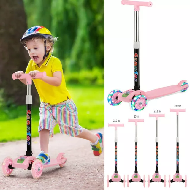 Scooter Kids Child Kick Push 3 Wheels LED Flashing Tilt Lean Boys Girls Scooter