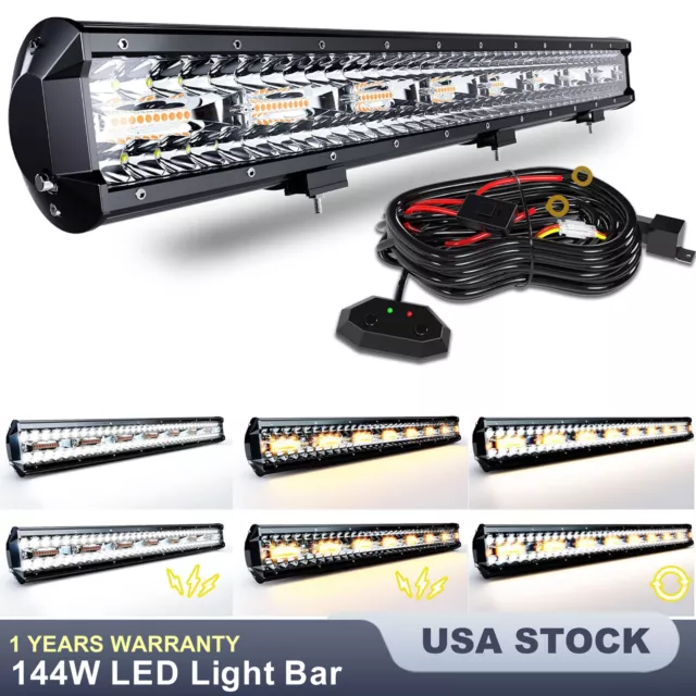 23INCH LED Light Bar 180W Flasing Strobe Offroad Flood Spot Work Light + Wiring