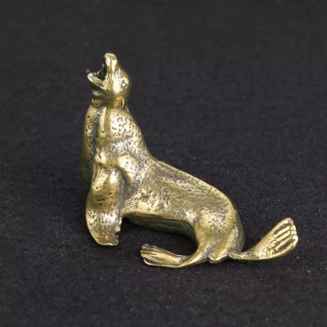 Brass Sea Lion Figurine Small Statue Animal Figurines Toys Desktop Decoration