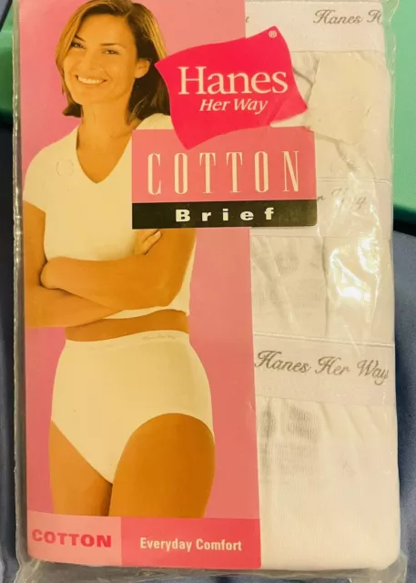 HANES HER WAY Cotton Brief Vintage 2003 Package 3 Pack New Size 9