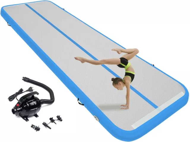 10FT Air Mat Track Inflatable Tumbling Gymnastics Mat w/Pump Training Sports