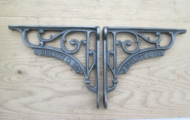 7" PAIR of J DUCKETT antique Vintage cast iron shelf bracket Sink Toilet Cistern