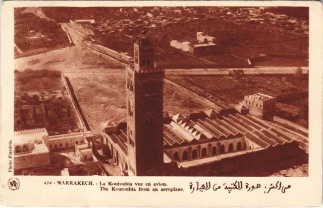 CPA AK MAROC MARRAKECH La Koutoubia vue en avion Flandrin (37887)