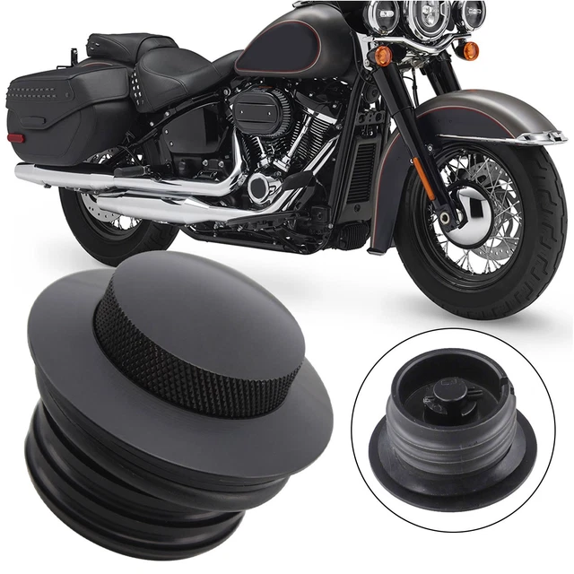 Bouchon Réservoir Carburant Ventilé Pop-Up Noir – Compatible Harley 1982-2010, Filetage Standard, Aluminium Billet