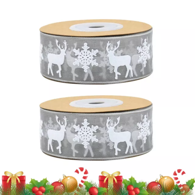 2 Roll DIY Ribbons Gift Strip Christmas Craft Holiday Decorate