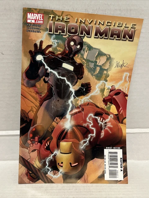 THE INVINCIBLE IRON MAN 4 RARE NEWSSTAND Salvador Larroca Cover MARVEL 2008