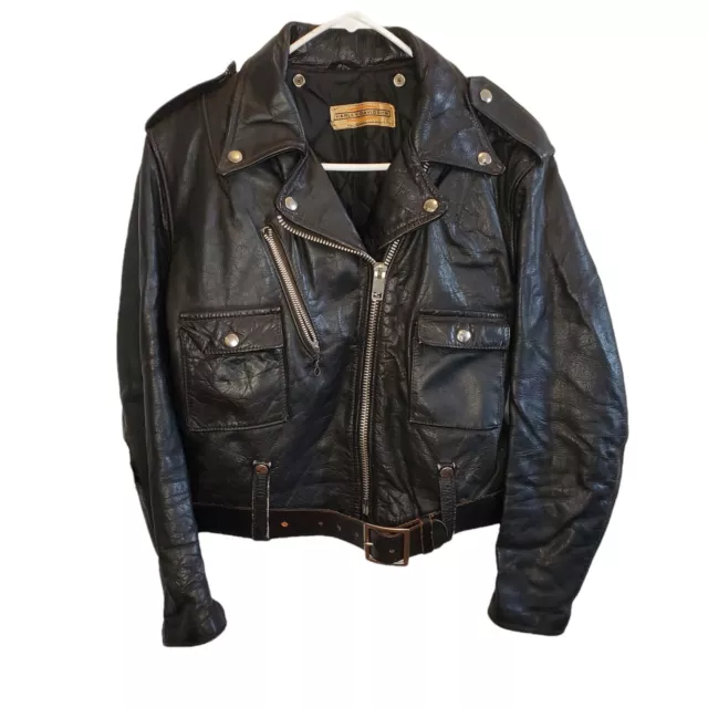 VINTAGE 50S 60S Harley Davidson Motorcycle Leather Jacket Womens M ...