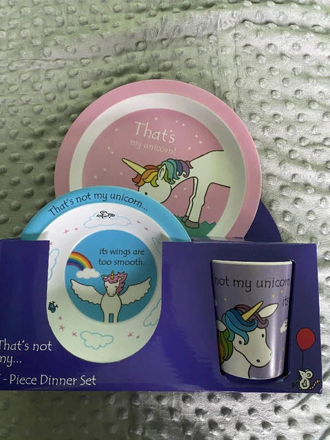 Juego de cena de bambú de 3 piezas That's Not My Unicorn - juego de regalo de comedor para niños