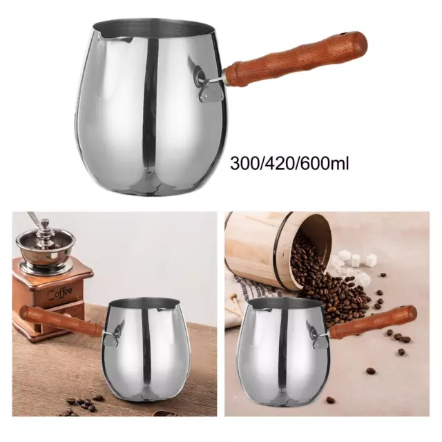 600ml Turkish Coffee Pot Stainless Steel Milk And Coffee Warmer Chocolate  Butter Melting Pot With H