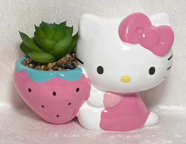 NEW Hello Kitty Strawberry Planter With Artificial Succulent Sanrio