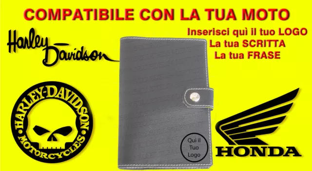 PORTA LIBRETTO DOCUMENTI da personalizzare 5 pelle auto moto scouter harle  guzzi EUR 20,00 - PicClick IT