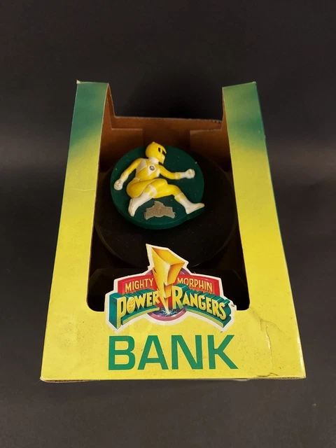 NEW SEALED 1994 POWER RANGERS YELLOW COIN BANK Original Box