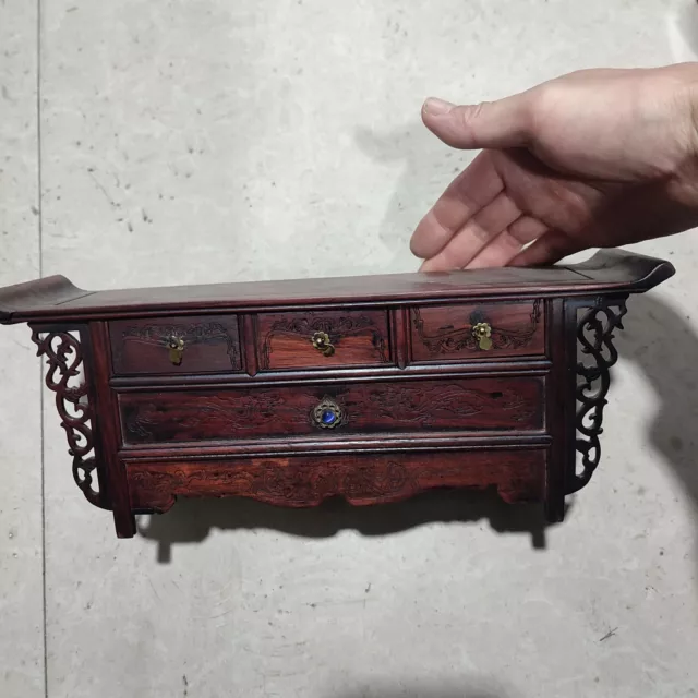 Long curio cabinet small carved wooden home decore vintage wooden Cabinets box
