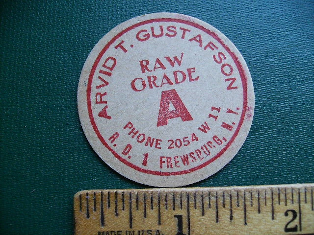 Arvid T. Gustafson Frewsburg Ny Milk Bottle Cap Lot Wg13-18