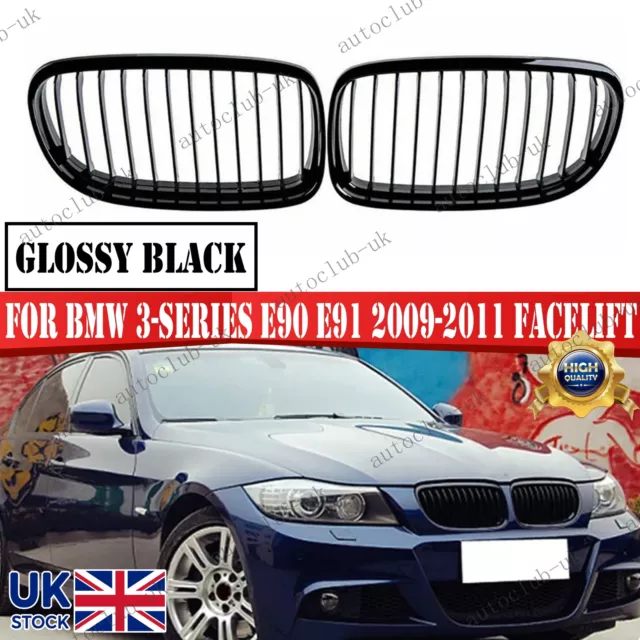FRONT KIDNEY GRILLE Grill Glossy Black For BMW E90 E91 3 Series Saloon  09-11 LCI £18.99 - PicClick UK