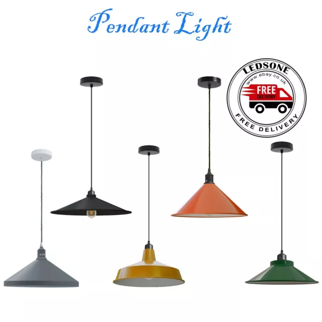 Vintage Industrial Pendant Light Ceiling Metal Lamp Shade Hanging Retro Lights