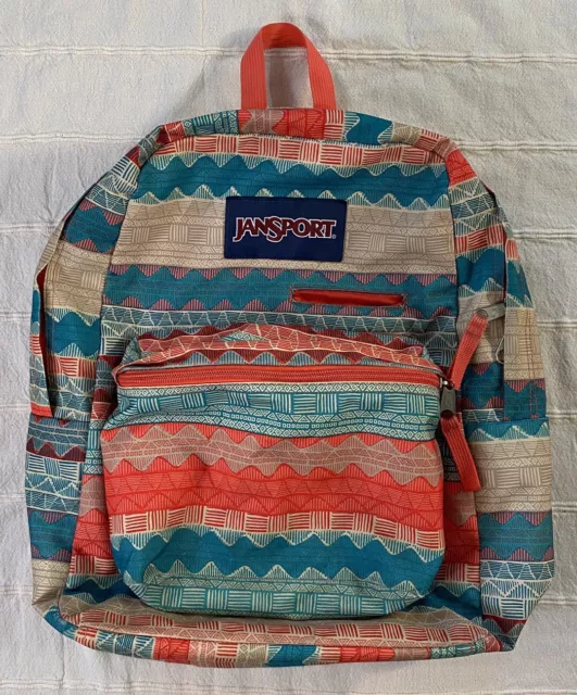 Jansport Digibreak Backpack Malt Tan Boho Stripe Aztec Print Laptop Bag