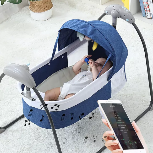 18KG Elektrische Babywippe Auto-Swing Musik Babybett Kinderbett Mit Moskitonetz