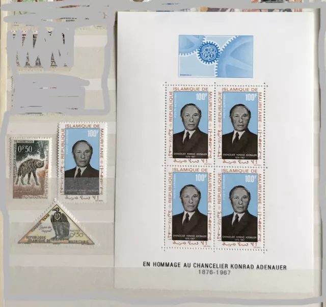 Briefmarken Mauretanien mit Adenauer Gedenkblock von 1968