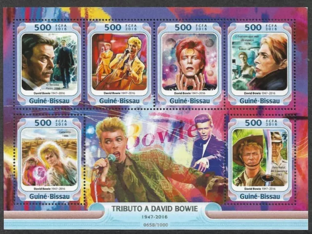 David Bowie Stamps In Min Sheet  Rock Pop Music  Guine-Bissau-Limited Printing