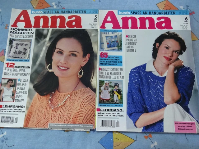 2 X Anna burda Spaß an Handarbeiten 5+ 6 /1994 Sticken Stricken Häkeln Occhi