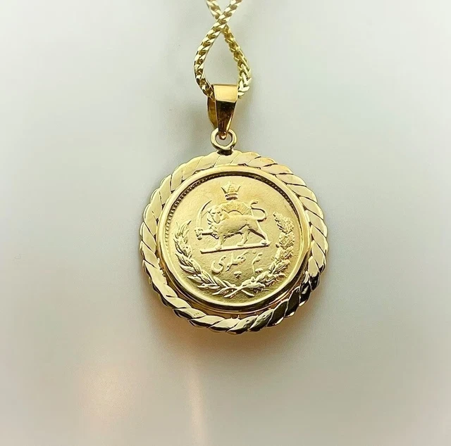 3ct Sekke Shape Charm Men's Pendant With Chain 14k Yellow Gold Finish
