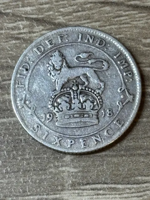 George V, Sixpence, 1918, 0.925 Silver