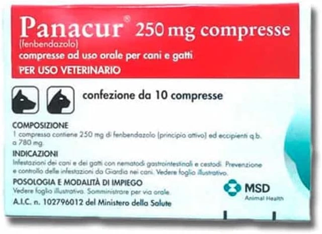 Pan-A-Cur- MSD Vermifugo Antiparassitario per Cane E Gatto 250Mg 10 CPR