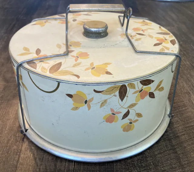 Jewel Tea Autumn Leaf Hall 1940's Metal Cake Safe Cake Tin Cake Taker