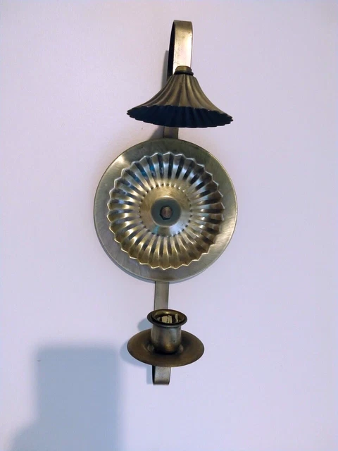 Vintage Metal Wall Sconce, Candle Holder Reflector Plate w/votive Very Good