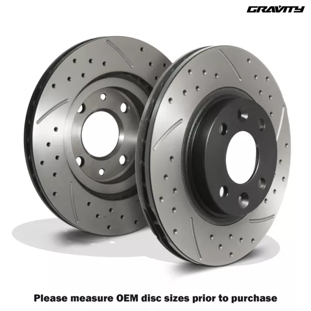 Front Drilled Grooved 258Mm Brake Discs Pair For Renault Clio Mk4 2012-2019