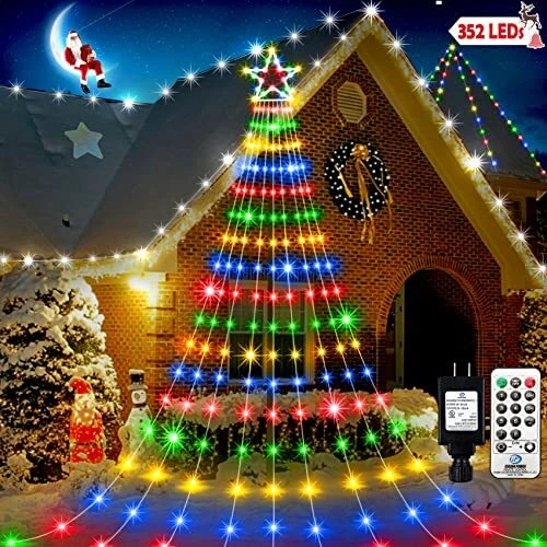 Christmas Decoration Outdoor Star String Lights 352 LED Waterfall Tree Lights...