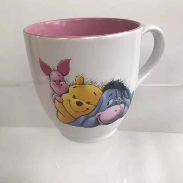Walt Disney Winnie the Pooh Eeyore Piglet Large Coffee Tea Mug White Pink CLEAN