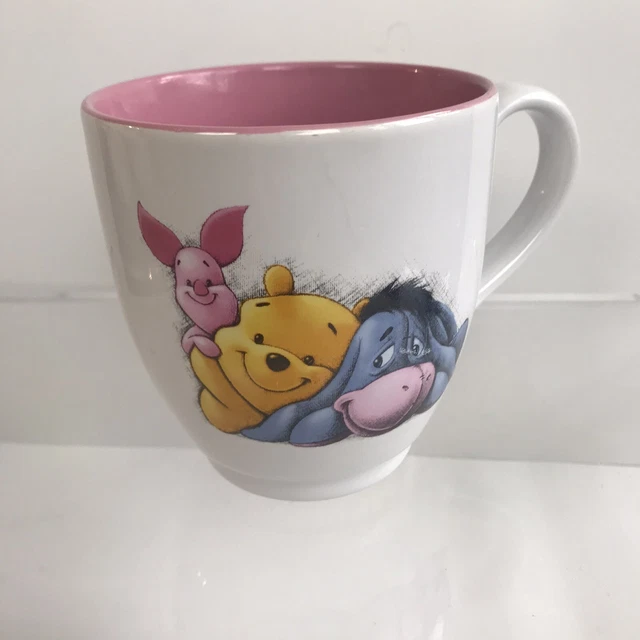 Walt Disney Winnie the Pooh Eeyore Piglet Large Coffee Tea Mug White Pink CLEAN