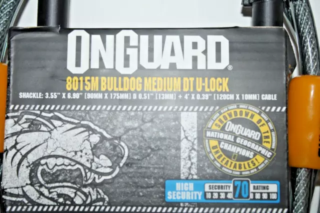 On Guard 8015M Bulldog DT Medium Bike Cable/U Lock 70 Security 1x120cm 3