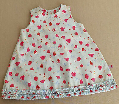 Catimini BABYMINI by CATIMINI Robe Fleurs Oiseau Rouge Bleu Sans manche 3 Boutons 12 MOIS 