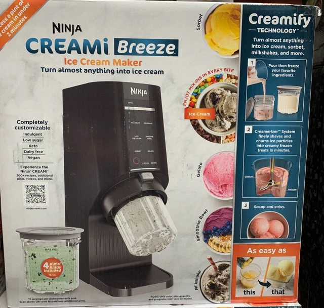 NINJA CREAMI BREEZE 7in1 Ice Cream Maker 4 Cups & Lids Included