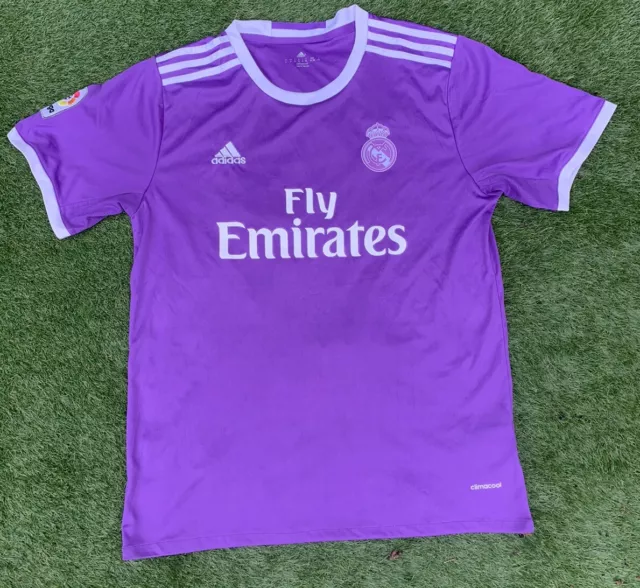 Real Madrid Away 2016/17 Football Shirt Medium Purple Adidas Official Genuine