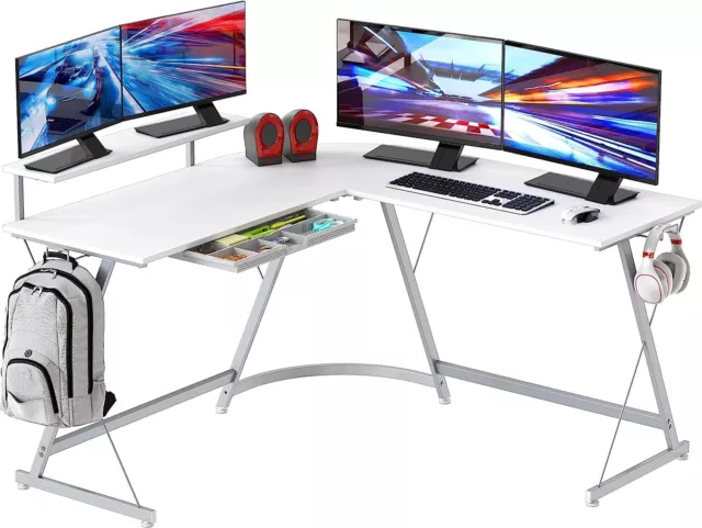 L Shaped Gaming Desk Corner Computer Table Gamers Office Workstation