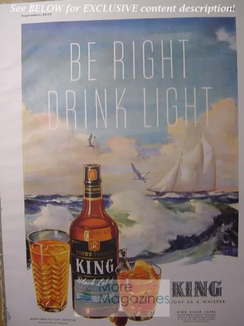 1943 Esquire AD KING Black Label Blended Whiskey! James Milton Sessions WWII era