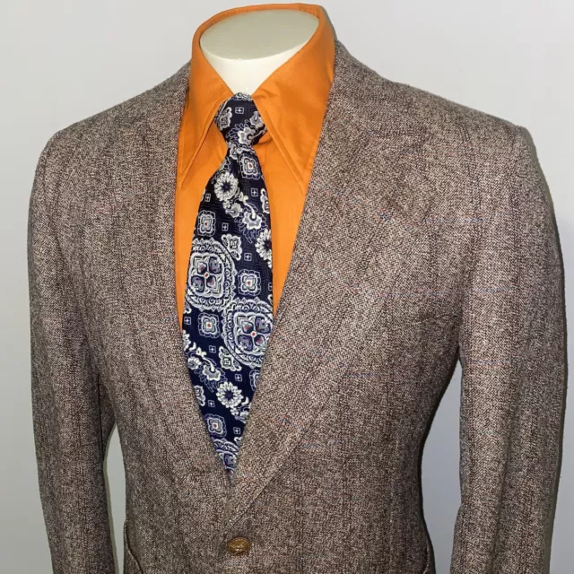 MENS NINO CERRUTI Suit Jacket Blazer Sport Coat Wool Madmen VTG 60s 70s ...