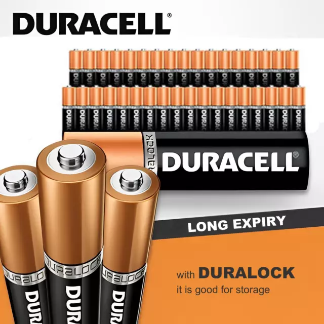 BULK LOT 60 72 90X Retail PK Duracell Duralock AA AAA Alkaline Battery Batteries