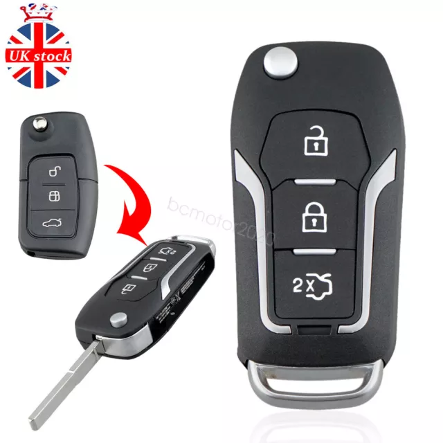 For Ford Mondeo Focus Fiesta B-Max C-Max S-Max Kuga Flip Key Fob Case 3 Buttons